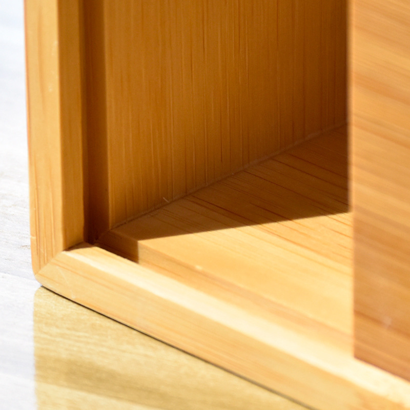 Venta directa de fábrica sala de estar dormitorio simple restaurante Hotel servilleta caja de pañuelos impresa con láser logotipo caja de pañuelos de Bambú