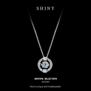 Beating Heart S925 Silver Necklace Women's Korean Style Simple Inlaid Moissanite Collarbone Chain Smart Pendant Jewelry Gift