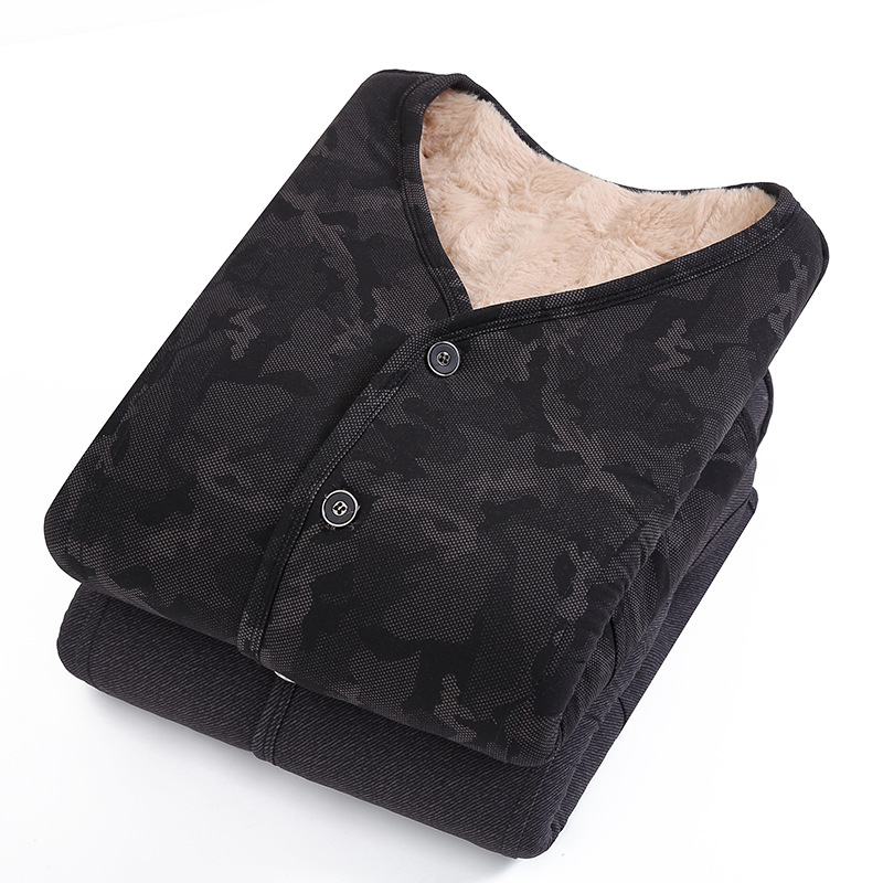 아빠 조끼 가을과 겨울 중년 및 노인 남성 기모 두꺼운 조끼 할아버지의 허리 코트 카디건 따뜻한 조끼