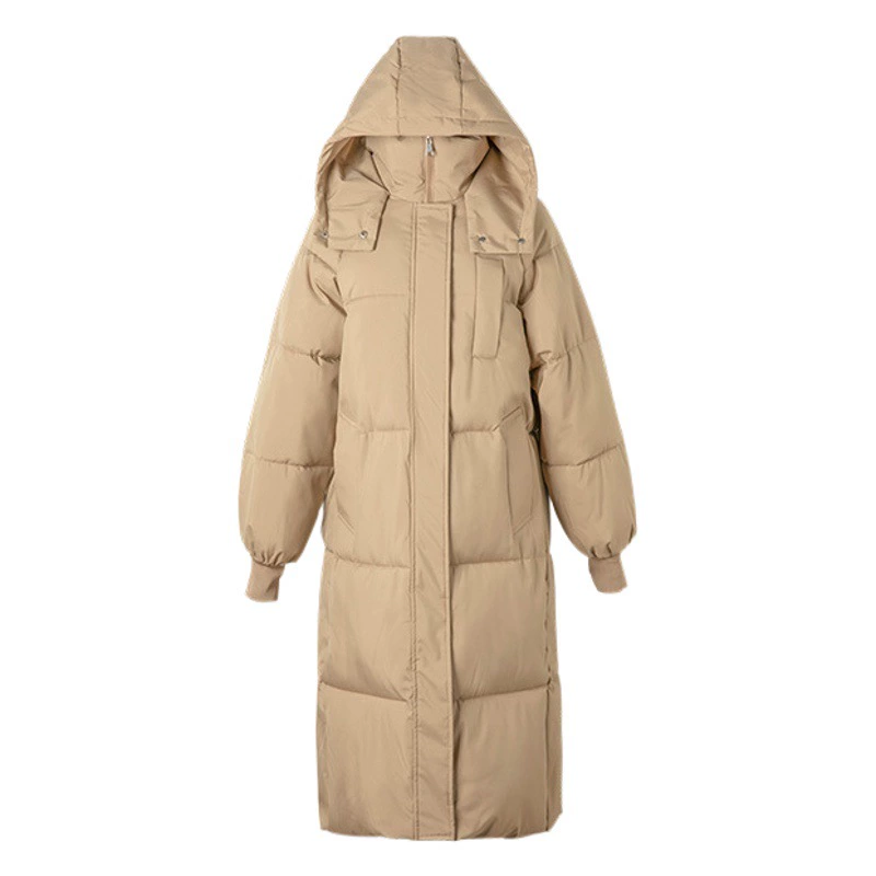 Real Shot, новинка зимы, пуховик выше колена средней длины с хлопковой подкладкой, Женская свободная утепленная куртка с капюшоном в Корейском стиле