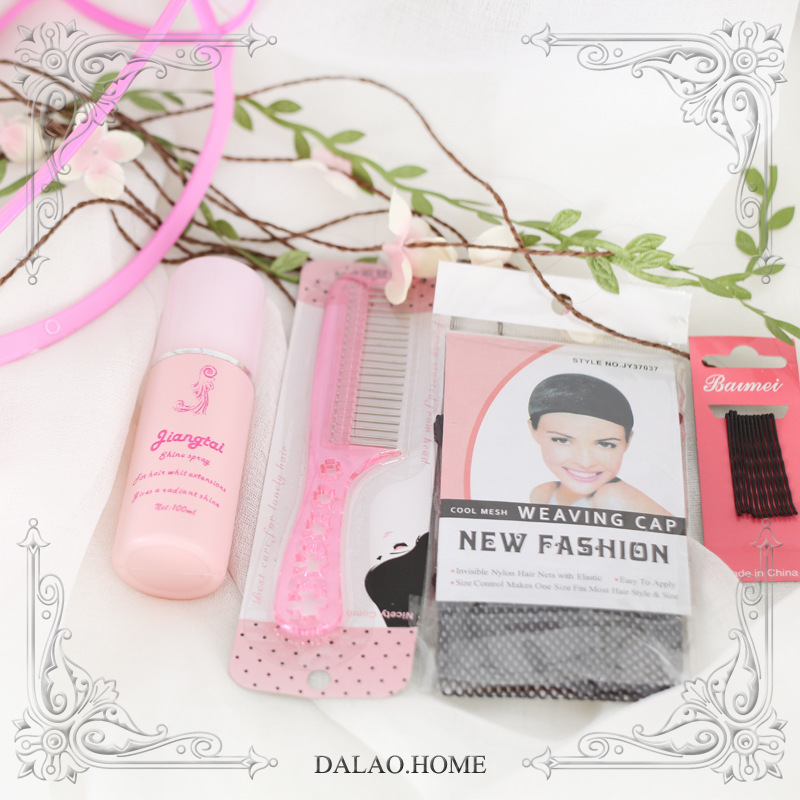 Wig care supplies suit hair net steel comb care solution bracket wig set five-piece large steel comb factory supply