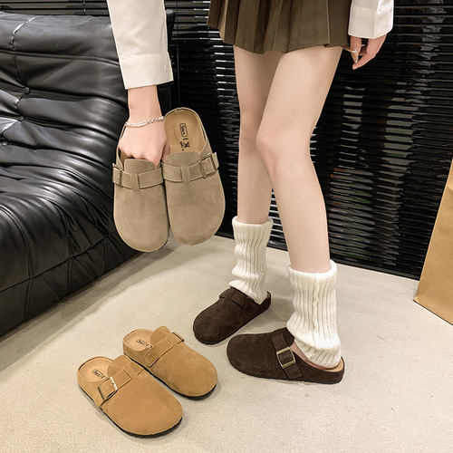 2025 New Arrival Women's French Vintage Closed-Toe Birkenstock Sandals: Leather-Strap Buckle Design, Thick Sole, Soft Footbed, Perfect for Casual Wear