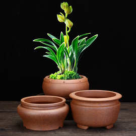 宜兴柴烧紫砂花盆多肉菖蒲竹子桌面园艺花卉老桩盆景个性陶瓷批发