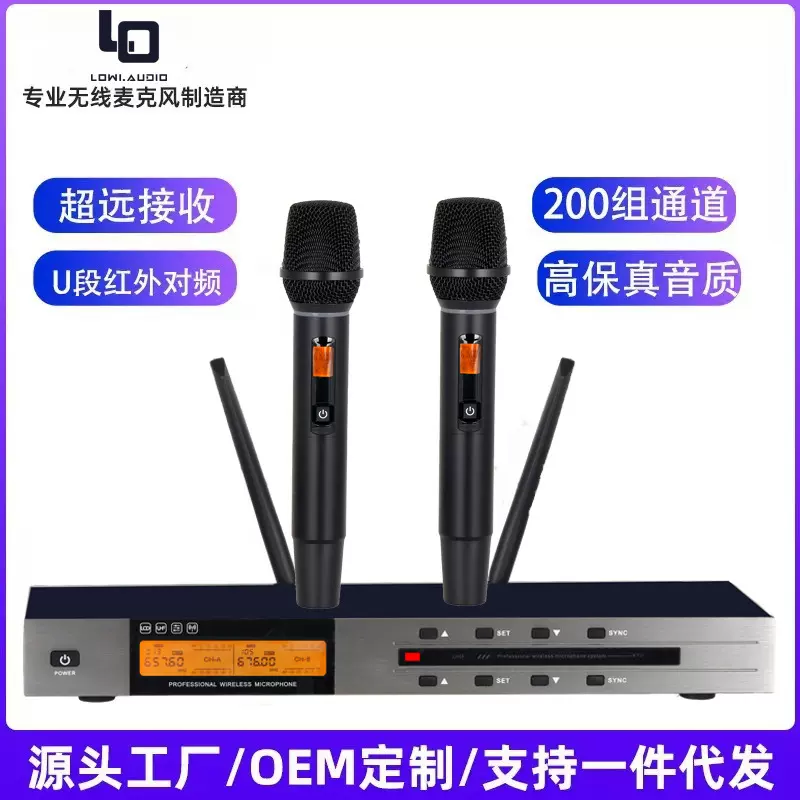 话筒一拖二家用唱歌KTV舞台会议户外直播U段麦克风K歌降噪音响