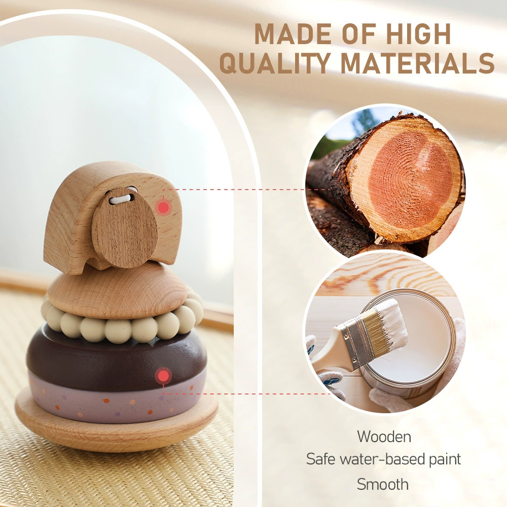 Amusing wooden toy, geometric constructor, early education, brainstorm, elephant