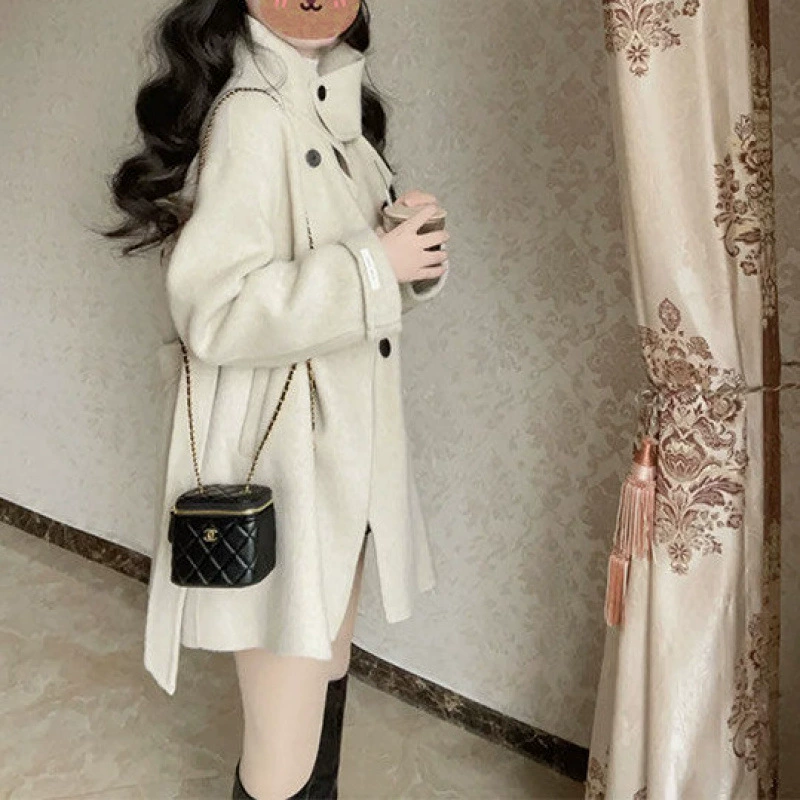 Demi-season short woolen coat, jacket, for teenagers, high-quality style, British style