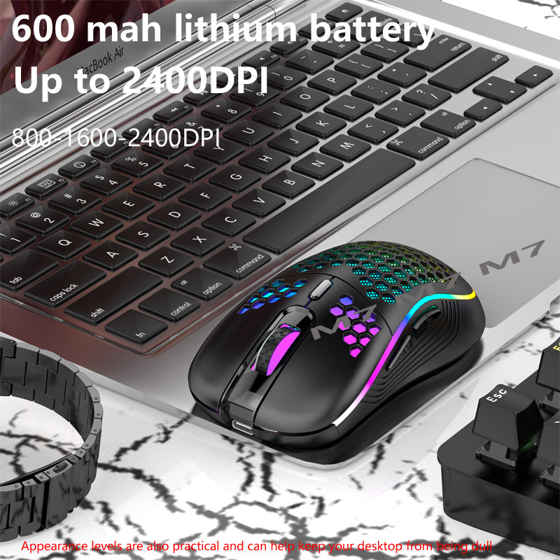 M7 Hollow Wireless Mouse Lightweight Office Gaming Backlit Computer Mouse 7200dpi Source Factory Cross Border_voghion.com