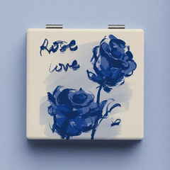 Ins-style rose small mirror for students, high-end princess mirror, portable dual-sided foldable makeup mirror