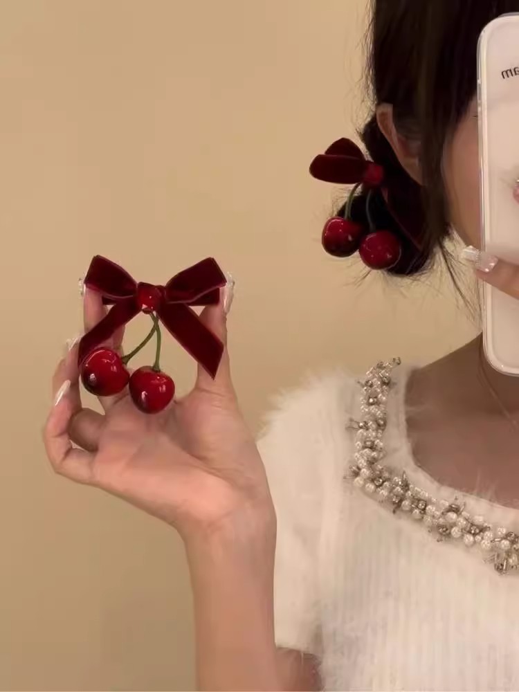 15g Weight Hair Clip Hair Accessories Type Sweet Women's Peach Cherry Knot Hair Clip