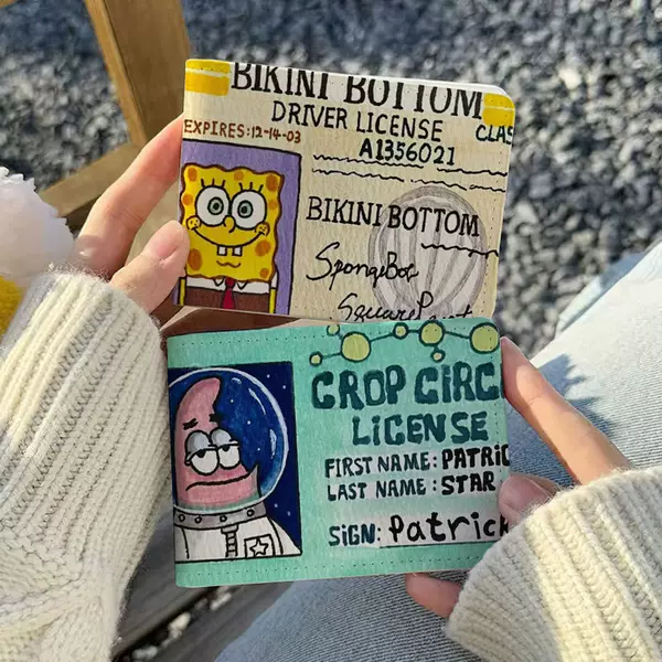 Spongebob Squarepants and Patrick Star Driver's License Protective Cover Two-In-One Driving License and Vehicle License Holder with High Aesthetic Value