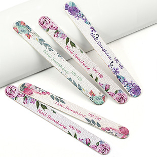 Factory wholesale printing wood chip file nail polish strip straight nail suit rub Washable double-sided manicure file