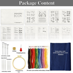 Cross-Border 2025 New Stitch Book Handmade Fabric Embroider Square Sewing Book Loose-Leaf Book DIY Stitch Book