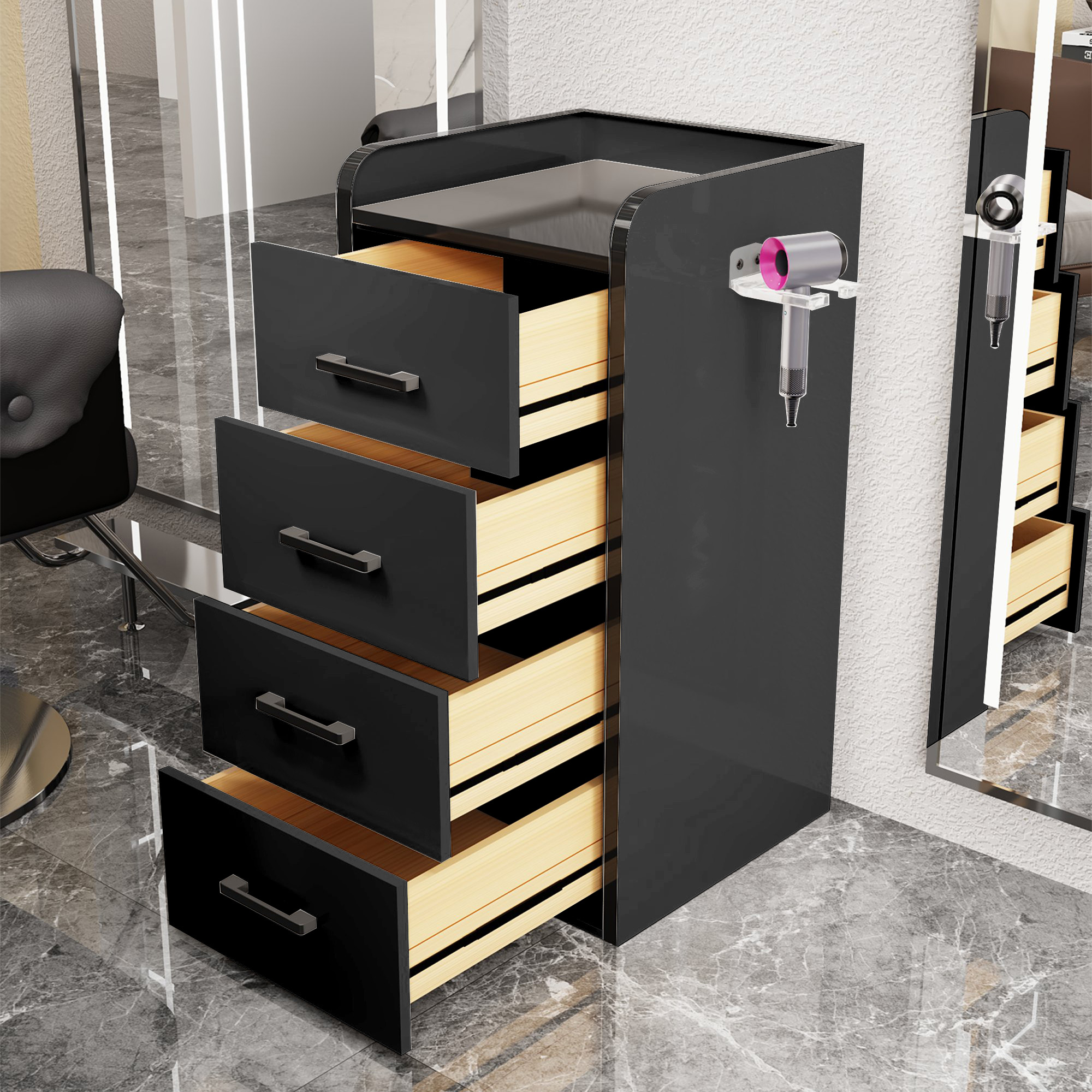 Nuevo gabinete de herramientas de peluquería de alta calidad gabinete de salón de peluquería carro móvil sin instalación móvil gabinete de herramientas de almacenamiento de madera sólida