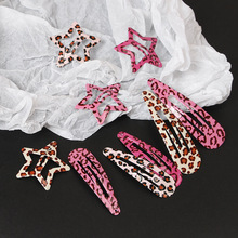 新款ins五角星豹纹发夹百搭少女BB夹复古斑马纹水滴发夹刘海夹发