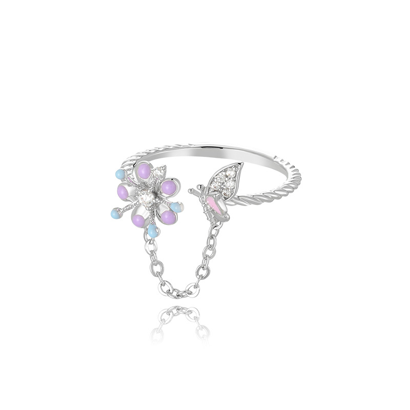 Xuping joyería goteo serie anillo de flores mariposa mujer simple dulce pequeño temperamento fresco elegante anillo al por mayor