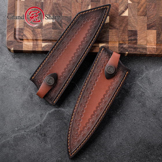 Genuine Leather Knife Sheath Protective Cover Chef Knife Chef Knife Cutter Cover Outdoor Portable Thickened Cowhide Universal Storage