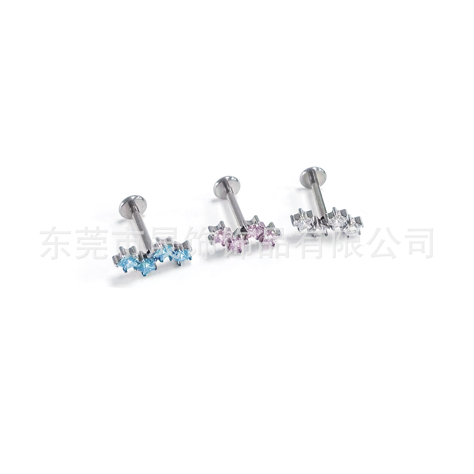 F136 Titanium Alloy 包 Studded 五角 Star Ear Stud Helix Cartilage Stud Star Labret Stud Tongue Barbell G23 Implant Grade Titanium 穿孔 Jewelry