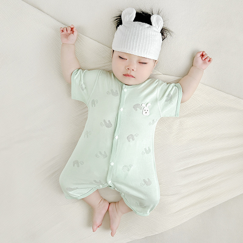 Mono de bebé verano para hombres y mujeres, mameluco delgado de manga corta, ropa de verano para bebés, ropa de escalada transpirable, ropa para recién nacidos
