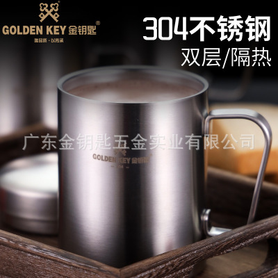 Golden key 304 Stainless steel children Water cup With cover household Shatterproof Anti scald kindergarten Dedicated Mug