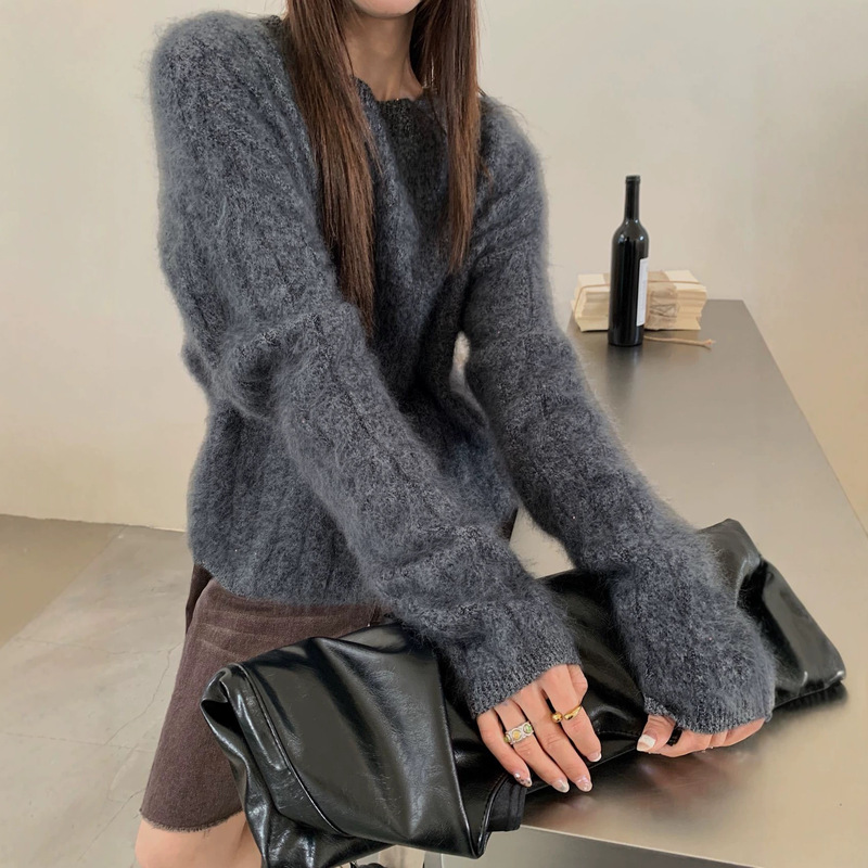Sheep wool, cashmere, mulberry silk, cable-knit, brushed, round-neck sweater for women, autumn and winter knitwear, long-sleeved top, new Sheep wool, cashmere, mulberry silk, cable-knit, brushed, round-neck sweater for women, autumn and winter knitwear, long-sleeved top, new