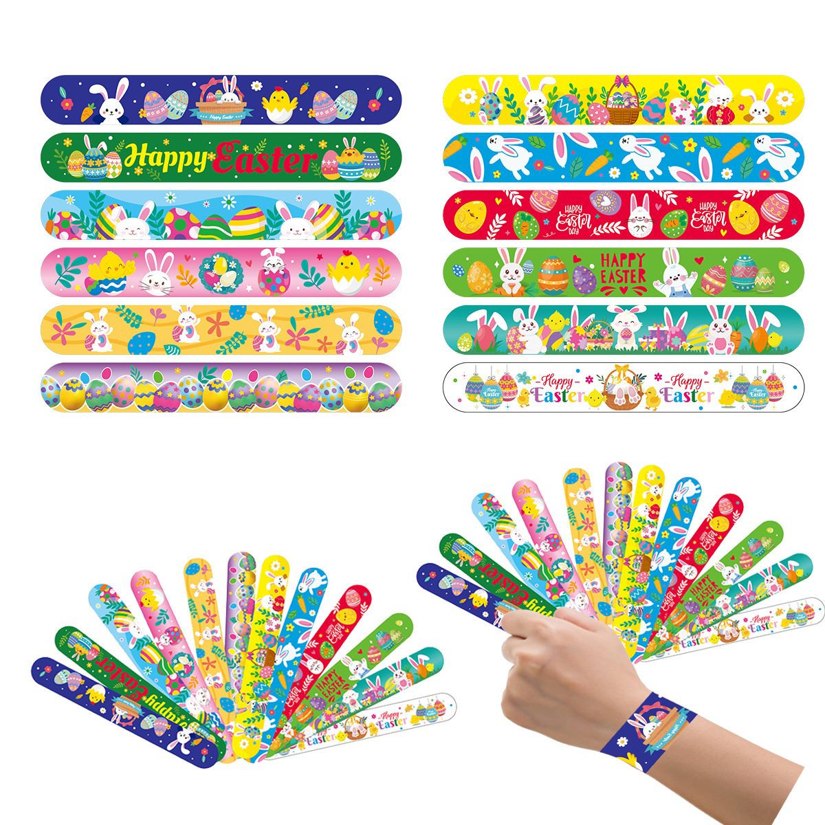 Nuevo tema transfronterizo de Pascua collar pulsera de PVC huevo de conejo pulsera de niños palpitante anillo