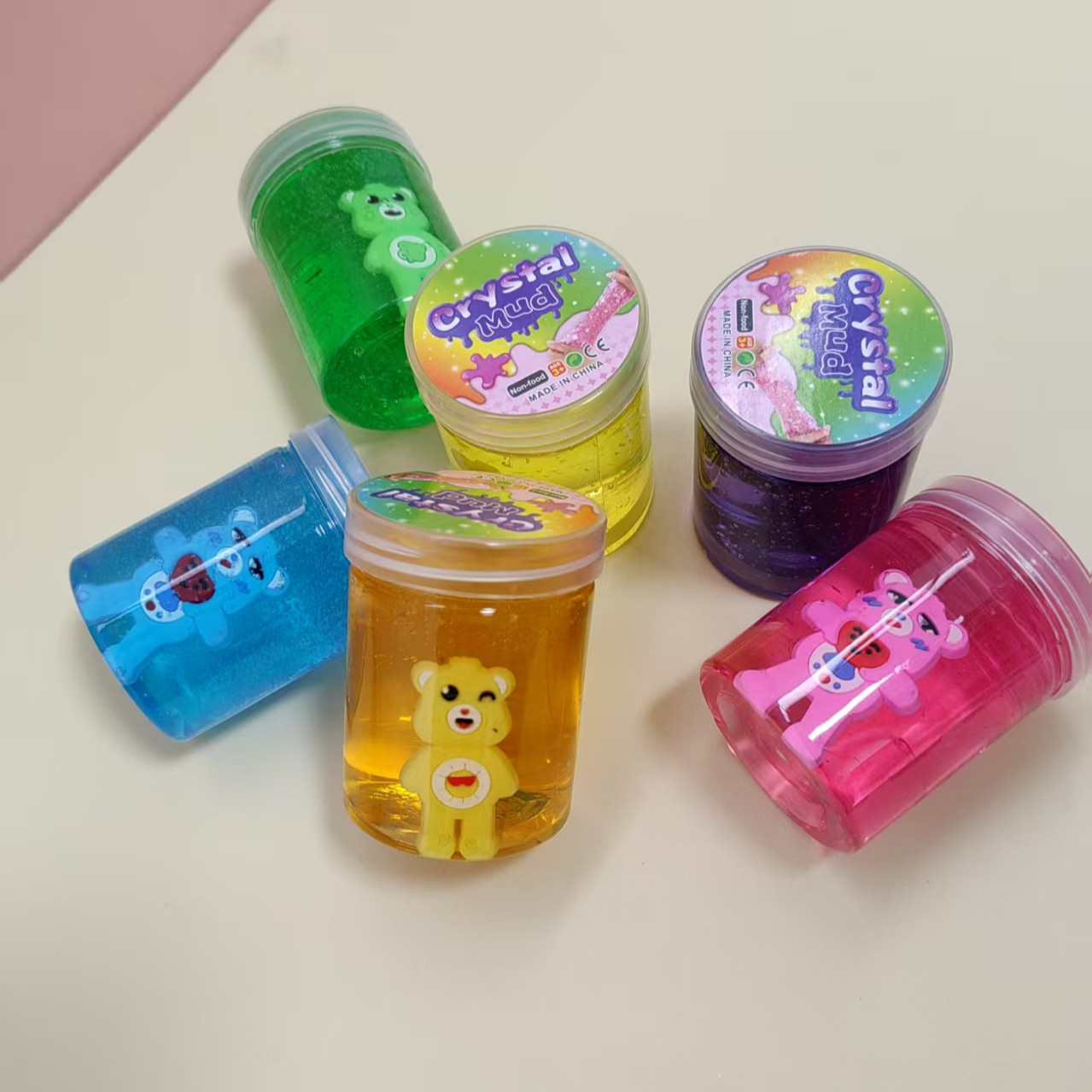 Nuevo oso de dibujos animados de barro de cristal creativo transfronterizo, barro de gelatina de alta transparencia, divertido slime, juguete de bricolaje, no pegajoso