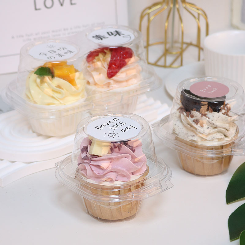 杯子蛋糕纸杯包装盒单个2粒装吸塑西点蛋挞马芬杯盒饼干甜点烘培