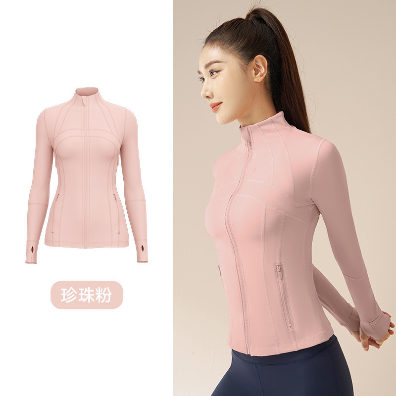 やせているIuIu春秋deflneと同じタイプのフィットネス通気性弾力ポケットランニング運動ヨガ服コート|undefined