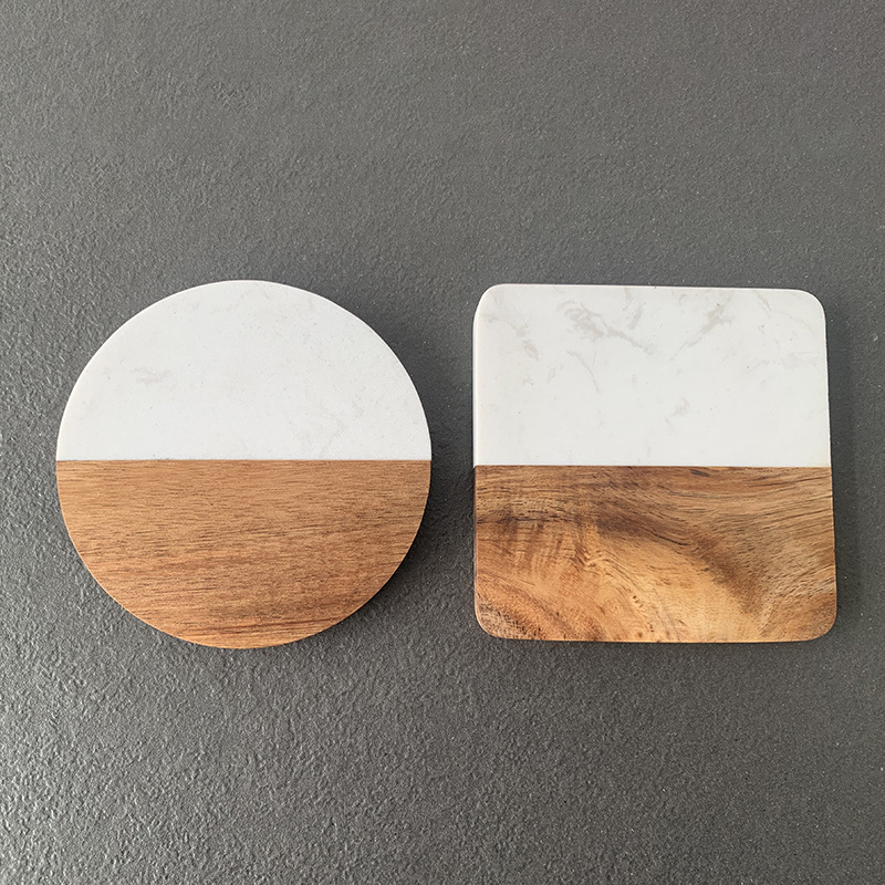 De mármol montaña de empalme de madera de acacia Ronda Plaza de café placemat té posavasos fábrica multi-forma multi-color fuente