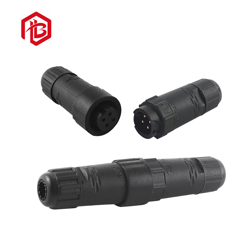 专业供应显示屏航插,M14防水插头2-4芯组装式尼龙端子线连接器