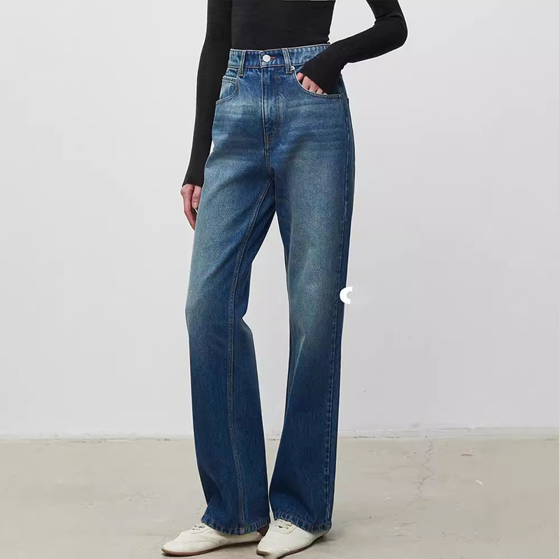 Niche Normcore 2025 Spring & Fall Strongly Recommended Cotton Jeans Women's Chopstick Legs Slimming Look Casual Straight Pants Long Pants