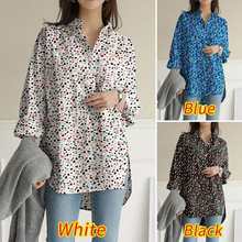 跨境2022亚马逊速卖通EBAY长袖宽松大码休闲不规则几何印花女衬衫