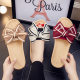 2024 Summer New Arrival Bow Linen Slippers Women's Home Soft Bottom Non-Slip Lightweight Silent Indoor Sandals