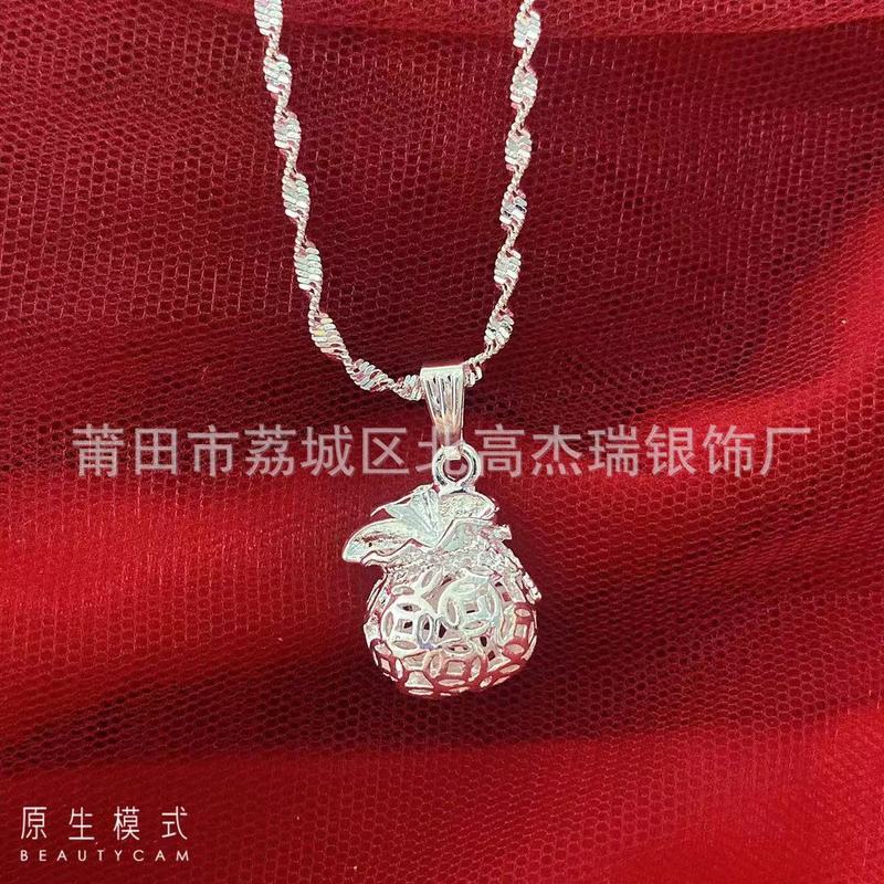 福袋ペンダント銭袋ペンダント福袋ペンダントネックレス女性ネックレス双水波チェーン蛇骨チェーン卸売り|undefined