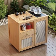 移动小茶桌家用茶台实木茶车烧水壶一体茶水柜带轮茶边几功夫茶盘