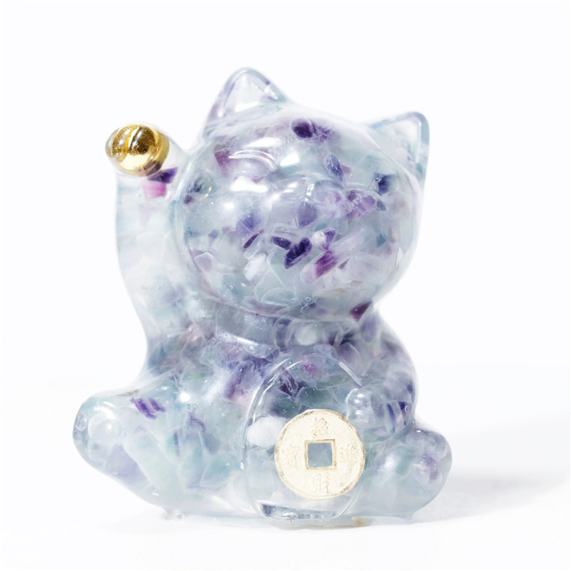 水晶の猫のデスクトップの置物の家の装飾のゴムの猫の工芸品の小さくて美しい猫の置物の卸売り