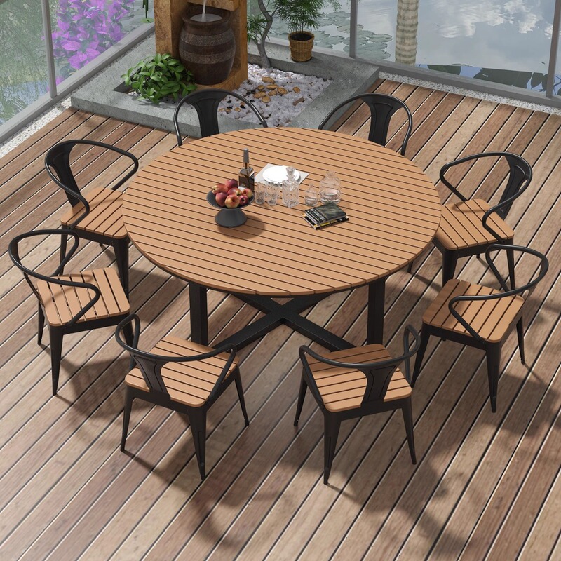 Nordic Creative Balcony Leisure Tables and Chairs Food Stall Outdoor Table Home Waterproof Sun Protection Outdoor Round Dining Table