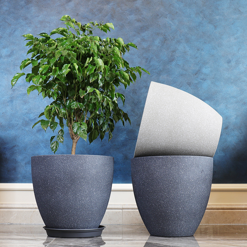 Foreign trade export global retro old environmental protection resin stoneware flowerpot thickened resin imitation stone egg frosted basin
