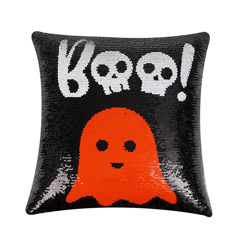 クロスボーダーハロウィン枕スパンコールゴーストリバーシブル枕クッションクッションカバー卸売ソファ枕カバー|undefined