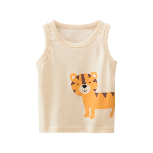 27kids Children's Vest Wholesale 2024 Summer Korean Style Children's Clothing Boys Printed Sleeveless Tops Dropshipping