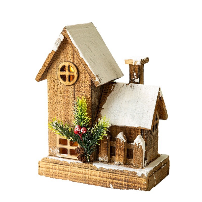 Nueva frontera Hong Kong Heng Navidad creativa madera nieve casa decoración escritorio decoración centro comercial ventana escena diseño