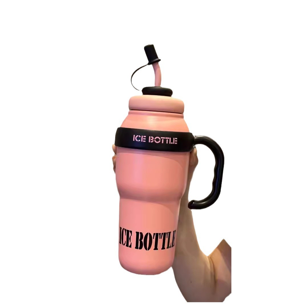 2024 nueva taza termo gigante de alto valor taza de té con leche taza de vientre de la suerte taza de agua portátil de paja de viento lindo