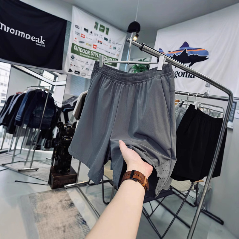 Indigo Unbranded Lightweight Breathable Four-Way Stretch Laser Perforated Summer Sports Outdoor Running Fitness Casual Shorts for Men