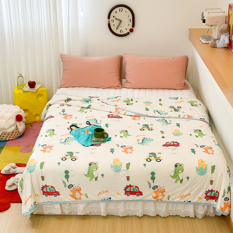 Colcha fresca de verano para niños de clase A, dormitorio de estudiantes, lavadora de aire acondicionado, colcha delgada de verano, núcleo cuatro
