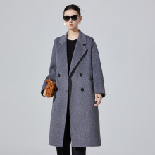 新款西装领双排扣双面呢羊毛大衣女茧型长款显瘦韩版时尚气质外套