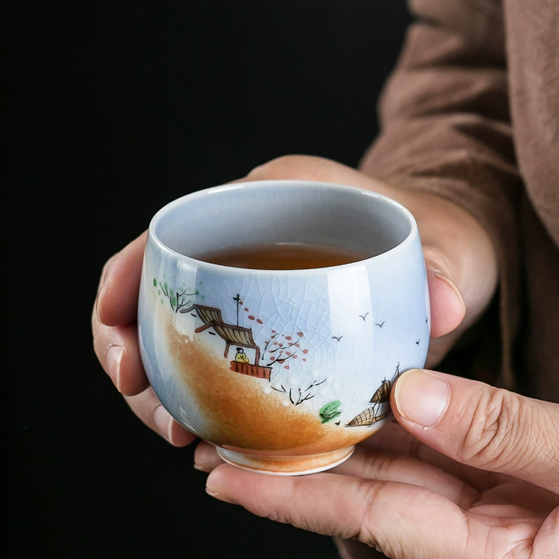 Деревянная чашка ручной обжига Jingdezhen, полностью ручная работа, натуральная осыпь пепла, индивидуальная чайная чашка, одна чашка, большая керамическая чашка, обожженная в печи