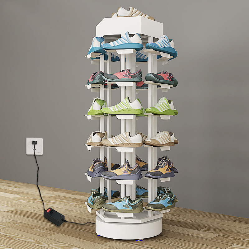Sistema de hardware de estante de zapato eléctrico giratorio de 360 grados inteligente eléctrico Almacenamiento de múltiples capas que ahorra espacio