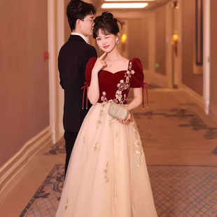 Toast Wear 2025 New Bridal Red Small New Chinese Style Wedding Engagement Dress Home Casual Dress