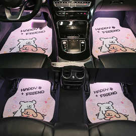 卡通汽车脚垫丝圈线条小狗脚垫主驾驶通用后排单片防滑耐脏保护垫