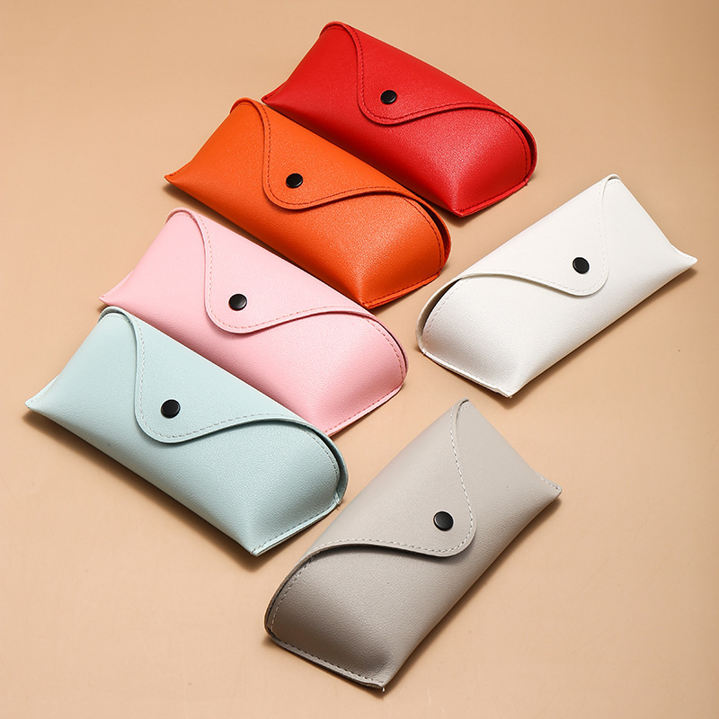 Wholesale New small lychee snap-button glasses case anti-pressure Sun static box sunglasses case soft bag printable logo